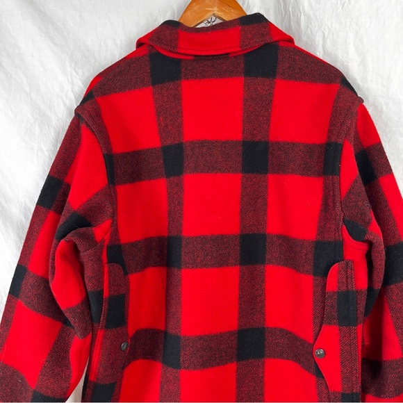 Filson Vintage Mackinaw Wool Cruiser Jacket Mens M L Buffalo Check Red Black - Picture 10 of 16